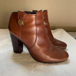 Genuine Coach Tavi Chestnut Brown Leather Ankle Booties, Size 8